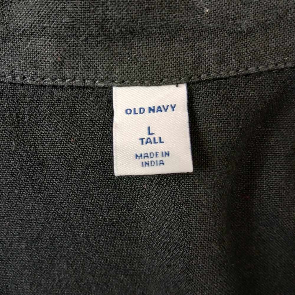 Old Navy Waist Defined Utility Jumpsuit L Tall black linen-blend pockets SSlv - Picture 8 of 16